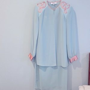 Vintage dress SET 60s 70s PATRA sz S/M Petite embroidery rhinestone silk wedding